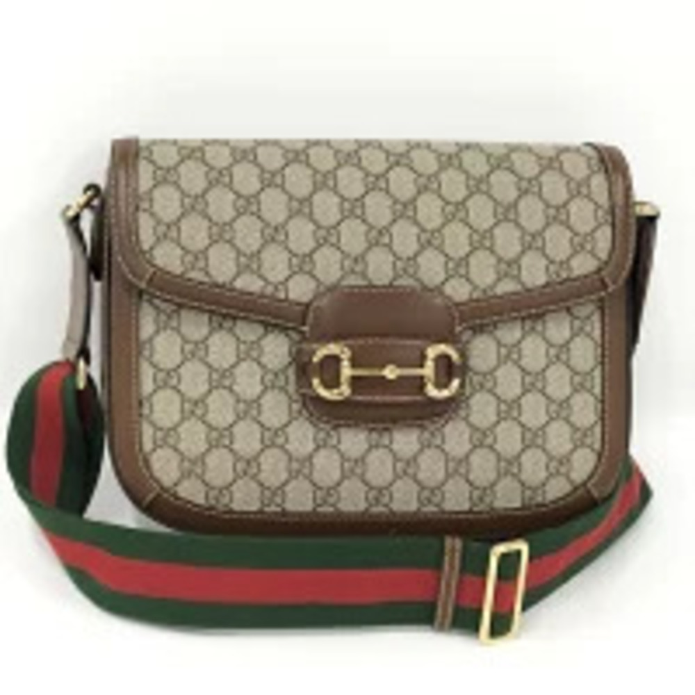 Gucci Shoulder Bag Horsebit GG Supreme Beige Cream Brown
